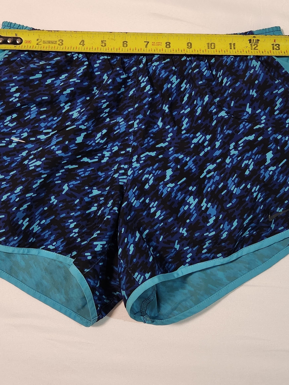 Nike Women's Black & Blue Patterned Athletic Shorts with Teal Trim - Picture 2 of 8